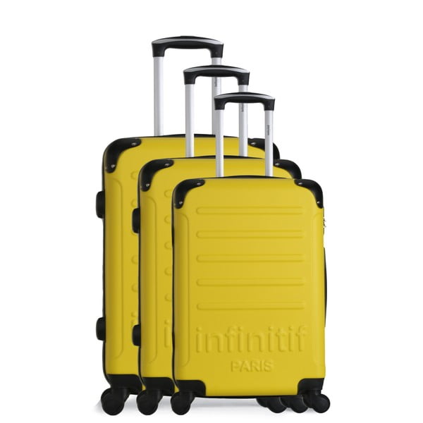 Sada 3 žltých cestovných kufrov na kolieskach Infinitif Horten-A