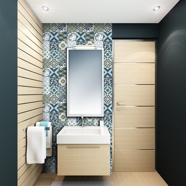 Sada 24 samolepiek na stenu Ambiance Azulejos Rony, 10 × 10 cm-image-1