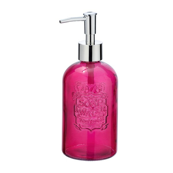 Ružový sklenený dávkovač na mydlo Wenko Vetro, 520 ml