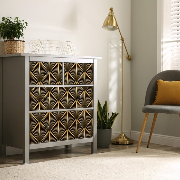 Dekoratívna tapeta na nábytok v čierno-zlatej farbe Ambiance Draka-image-3