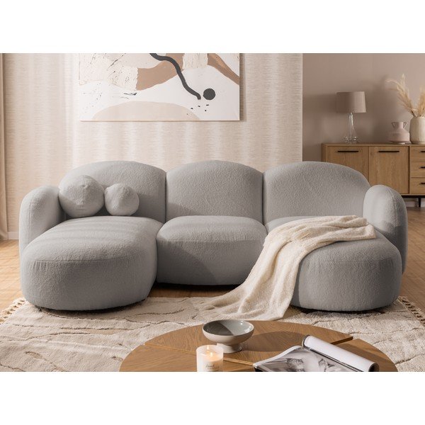 Sivá rohová pohovka z textílie buklé (do tvaru "U") Orbit – Ropez-image-1