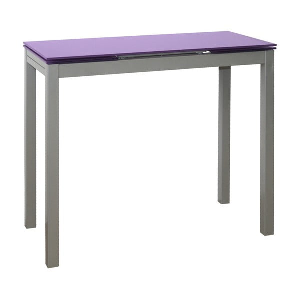 Rozkladací jedálenský stôl s fialovou sklenenou doskou Pondecor Cristiano, 40 × 85 cm