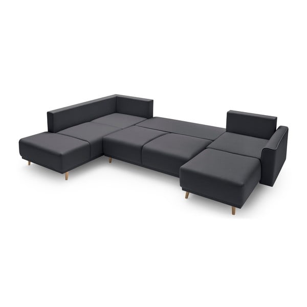 Tmavosivá rohová rozkladacia pohovka s leňoškou Bobochic Paris Panoramique XXL Mola, pravý roh-image-4