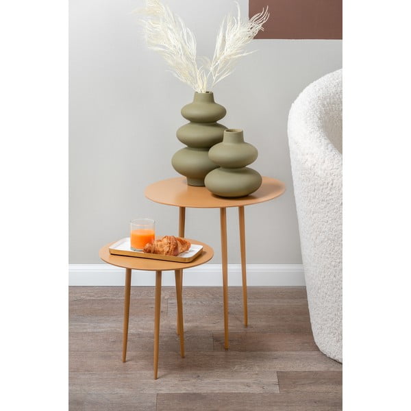 Horčicovožltý kovový odkladací stolík Leitmotiv Supreme, ø 42,5 cm-image-1