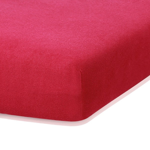 Bordó červená elastická plachta s vysokým podielom bavlny AmeliaHome Ruby, 200 x 160-180 cm