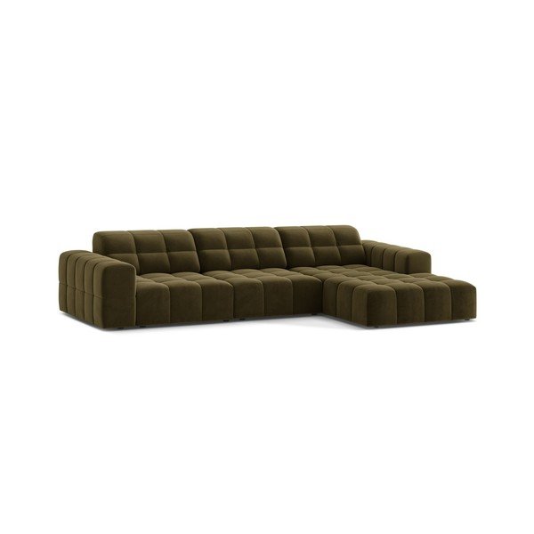 Khaki zamatová rohová pohovka (pravý roh/s leňoškou) Chicago – Cosmopolitan Design-image-1