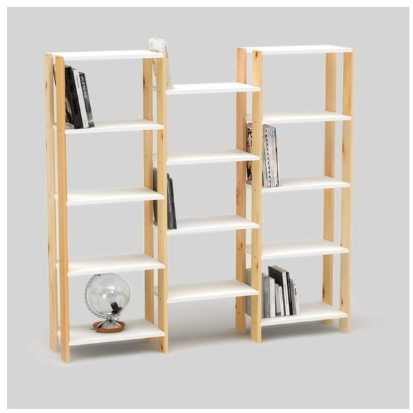 Knižnica Only Wood Brige Bookshelf s bielymi policami