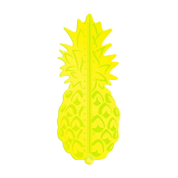 Žlté pravítko v tvare ananásu Just Mustard Tropical