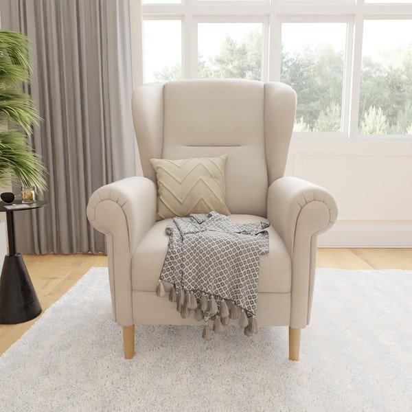 Béžové kreslo ušiak Swan – Ropez-image-1