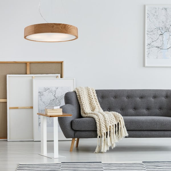 Hnedé závesné svietidlo so skleneným tienidlom ø 47 cm Eveline – LAMKUR-image-2