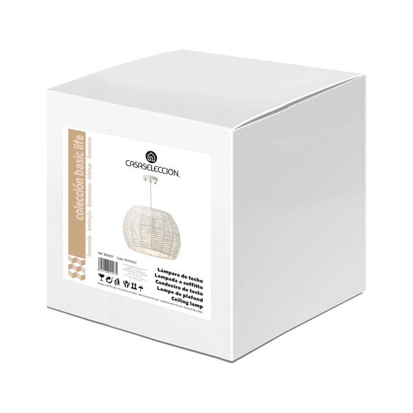Biele stropné svietidlo s bambusovým tienidlom ø 35 cm – Casa Selección-image-3