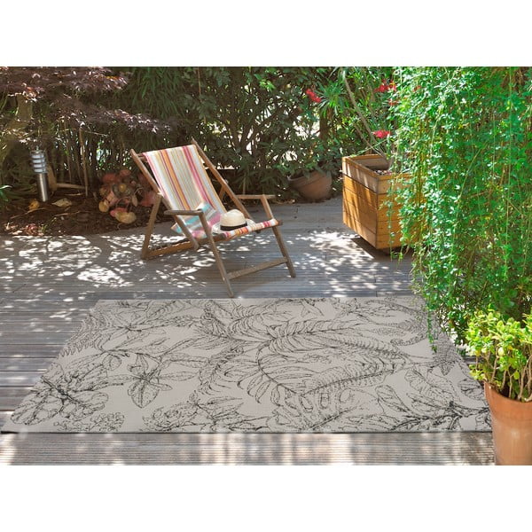 Krémovobiely vonkajší koberec Universal Tokio Leaf, 135 x 190 cm-image-1