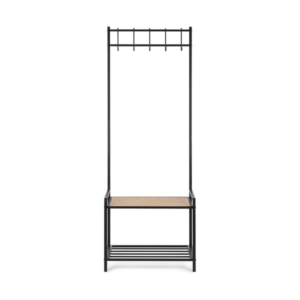 Čierny/v prírodnej farbe kovový nástenný vešiak s poličkou 64,5 cm Haldor – Yes Everyday-image-1