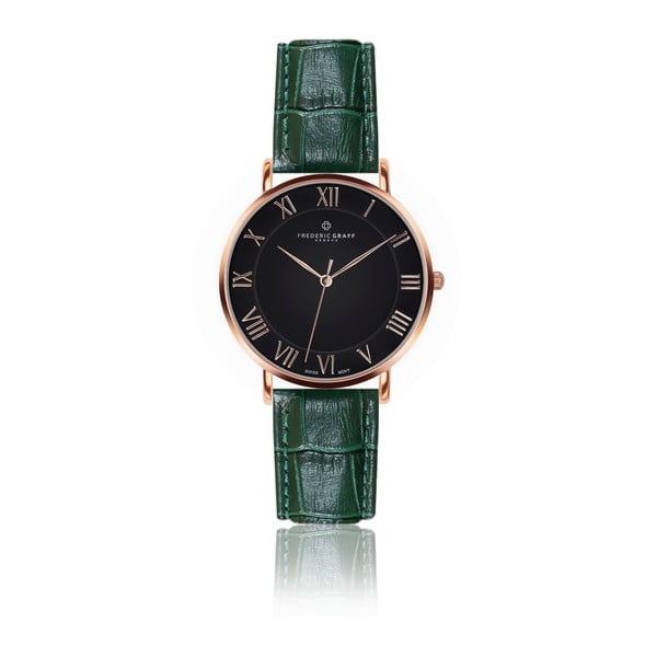Pánske hodinky s tmavozeleným remienkom z pravej kože Frederic Graff Rose Dom Croco Dark Green