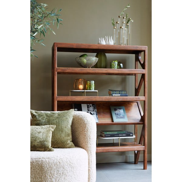 Hnedá knižnica z masívu akácie 120x160 cm Yuki - Light & Living-image-2