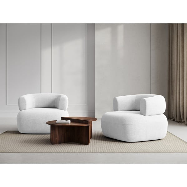 Biele kreslo z textílie buklé Jenny – Micadoni Home-image-1
