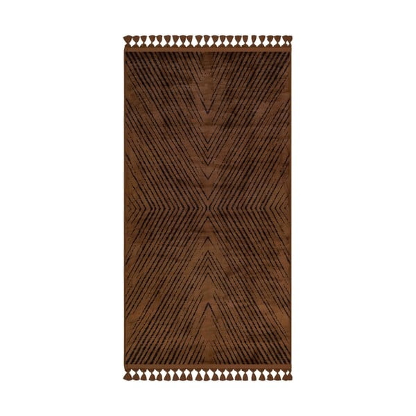 Hnedý umývateľný koberec behúň 300x100 cm - Vitaus