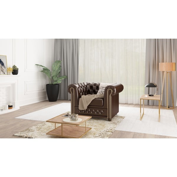 Tmavohnedé kreslo z imitácie kože York - Ropez-image-1