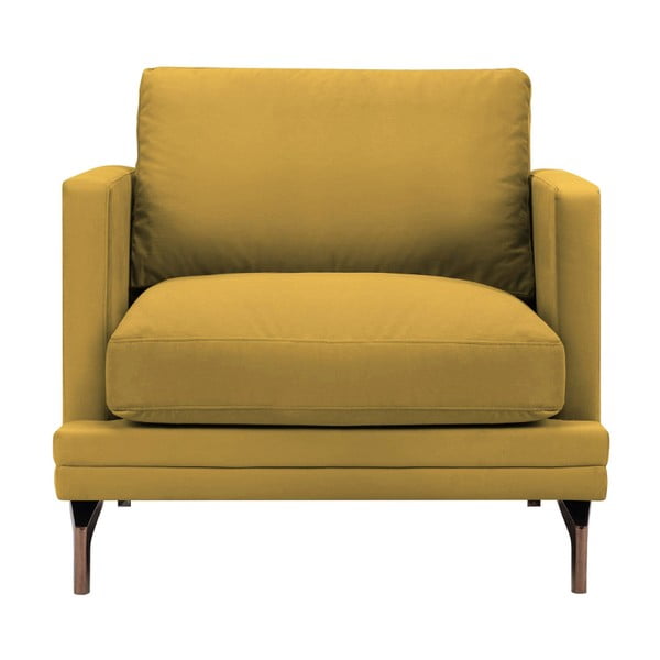 Žlté kreslo s podnožou v zlatej farbe Windsor & Co Sofas Jupiter