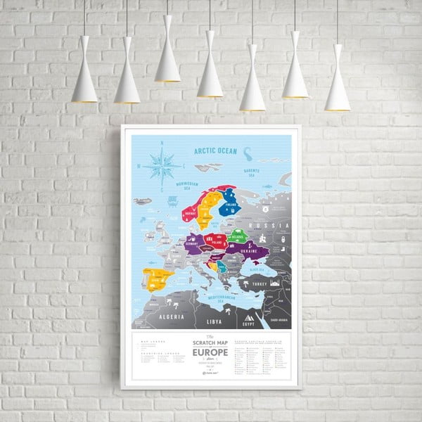 Stieracia mapa Európy Scratch Map of the Europe Silver