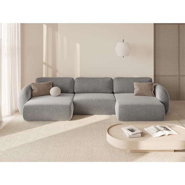 Svetlosivá ženilková rozkladacia/s úložným priestorom rohová pohovka (do tvaru "U") Tonale – Cosmopolitan Design-image-1