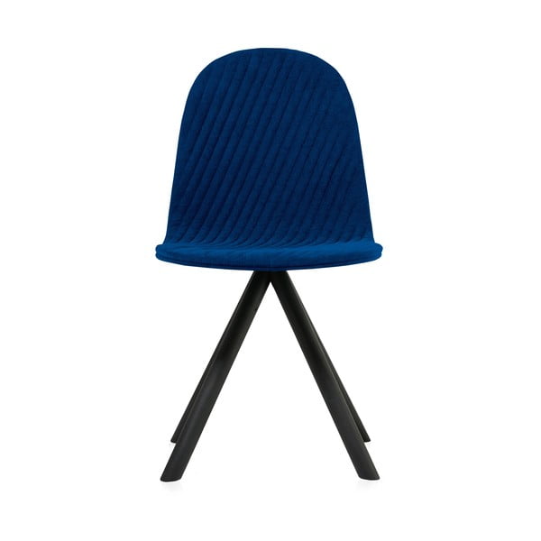 Tmavomodrá stolička s čiernymi nohami IKER Mannequin Stripe