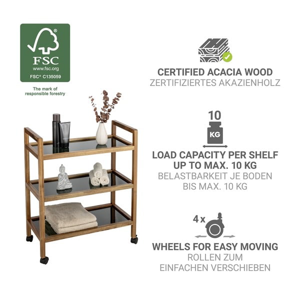 Čierny/v prírodnej farbe kúpeľňový regál z masívu akácie 65x76,5 cm Fondi – Wenko-image-4