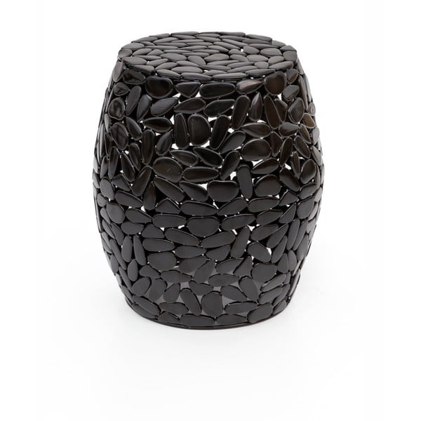 Čierny odkladací stolík WOOX LIVING Floral, ⌀ 40 cm