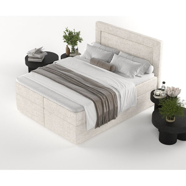 Krémovobiela boxspring posteľ s úložným priestorom 160x200 cm Imagine – Maison de Rêve-image-4