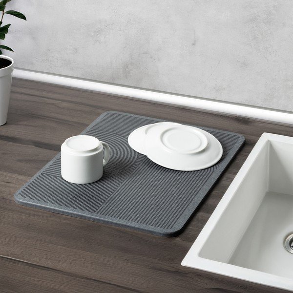 Sivá odkvapkávacia podložka na riad z kremeliny 40x30 cm Damon – Wenko-image-1