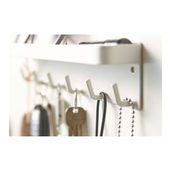 Biely nástenný vešiak na kľúče s poličkou YAMAZAKI Smart-image-2