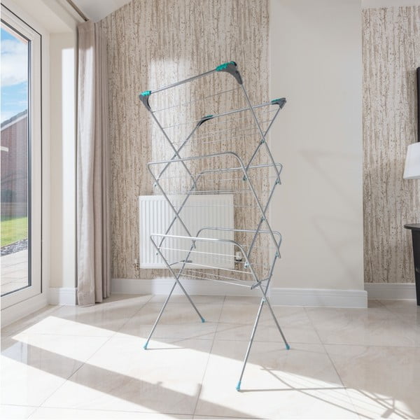 Trojposchodový sušiak na bielizeň v striebornej farbe - Addis-image-3