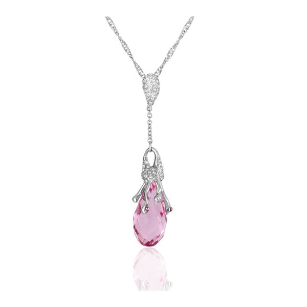 Náhrdelník s ružovými krištáľmi Swarovski Elements Crystals Drop