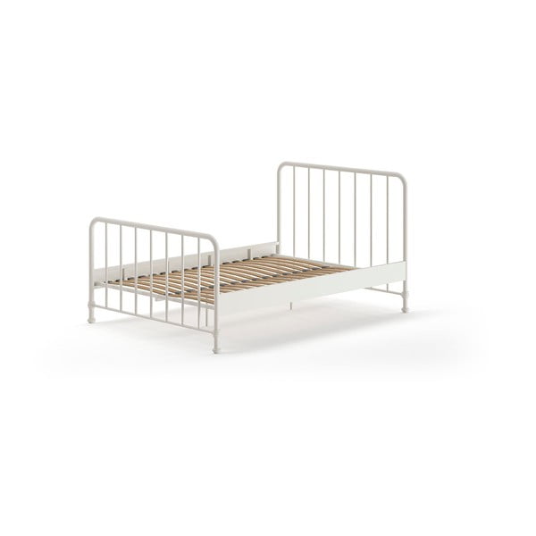 Biela kovová dvojlôžková posteľ s roštom 140x200 cm BRONXX – Vipack-image-2