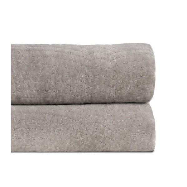 Sivý zamatový prešívaný pléd 230x260 cm – Ixia