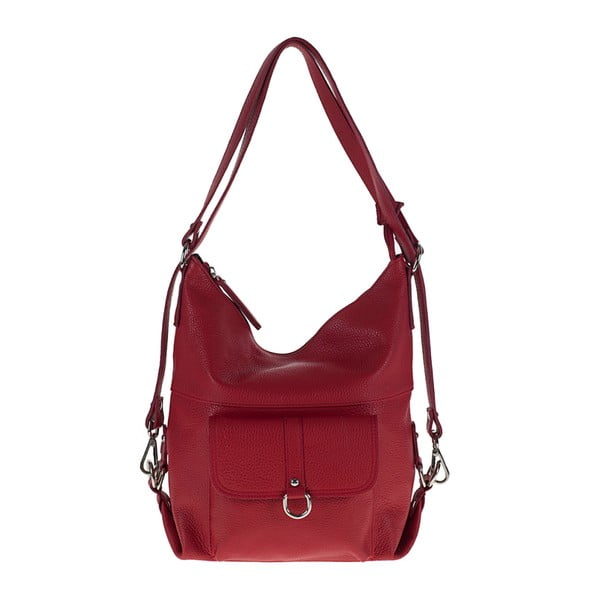 Červená kožená kabelka Pitti Bags Jean