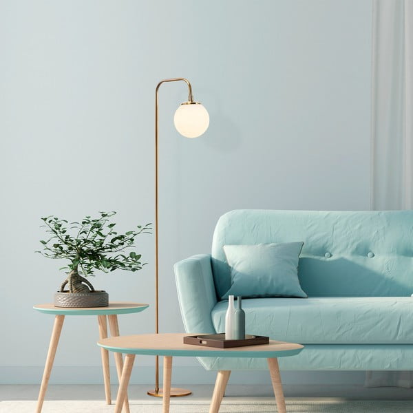 Biela/v mosadznej farbe stojacia lampa so skleneným tienidlom (výška  146 cm) Viran – Opviq lights-image-2