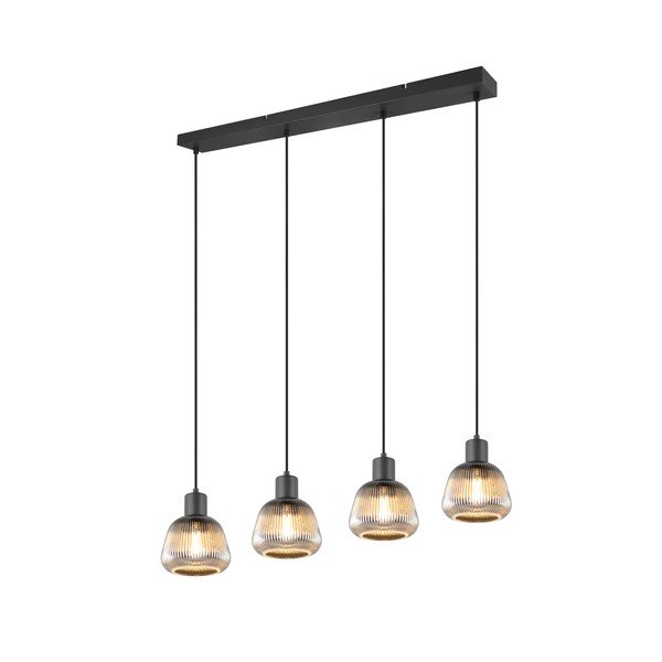 Čierne závesné svietidlo so skleneným tienidlom ø 15 cm Tarifa – Trio-image-1