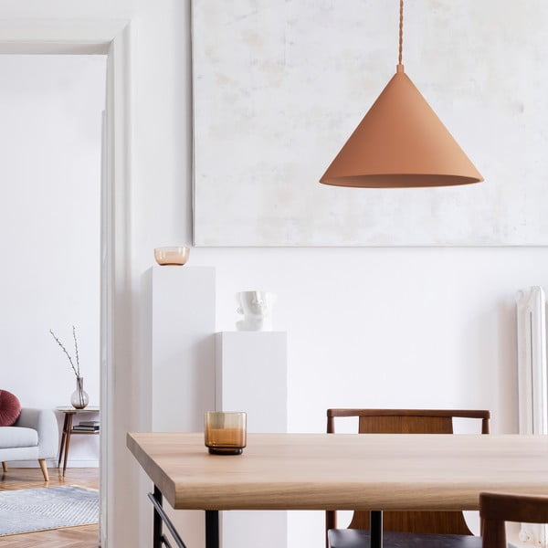 Závesné svietidlo v tehlovej farbe s kamenným tienidlom ø 30 cm Vilma – SULION-image-1