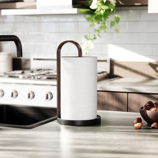 Čierny drevený stojan na papierové utierky ø 17 cm Bellwood – Umbra-image-2