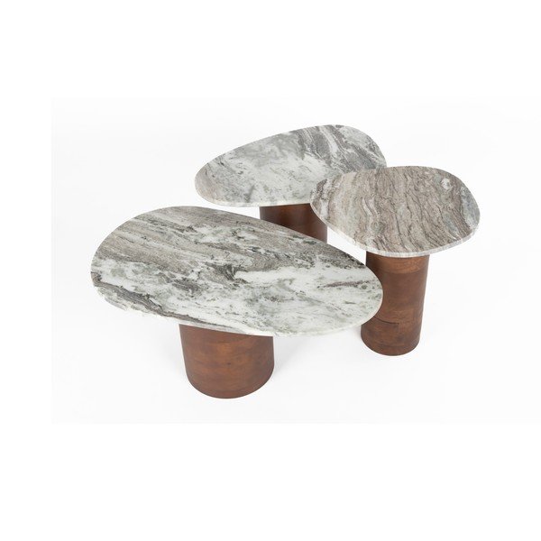 Hnedé/béžové konferenčné stolíky v súprave 3 ks s mramorovou doskou 41x73 cm Suki – Dutchbone-image-2