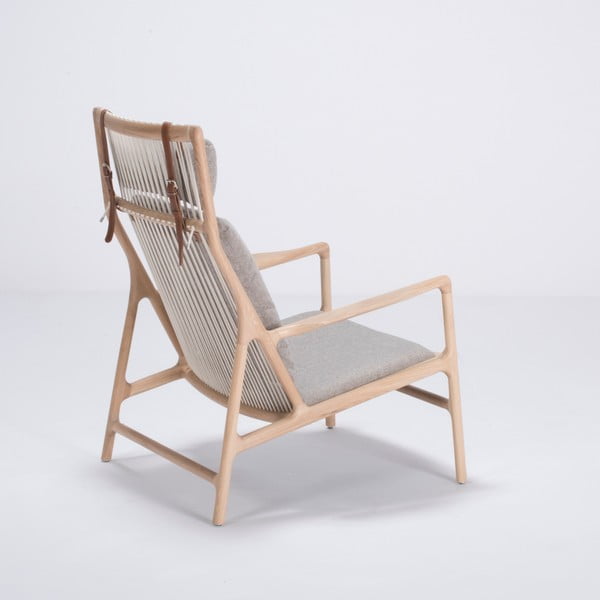 Kreslo s konštrukciou z dubového dreva so sivým textilným sedadlom Gazzda Dedo-image-2