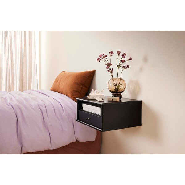 Čierny závesný nočný stolík s poličkami Mistral - Hammel Furniture-image-1