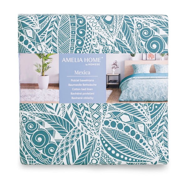 Zelené/modré bavlnené obliečky na dvojlôžko 200x200 cm Averi Mexica – Restilo-image-4