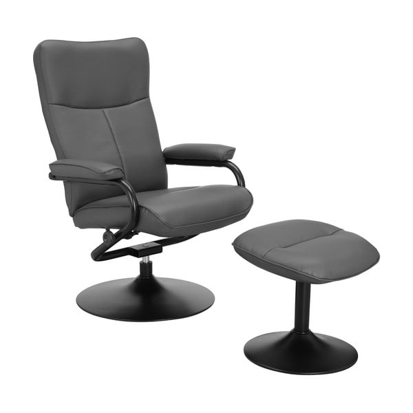 Sivé relaxačné kreslo s podnožkou z imitácie kože Istad – Støraa