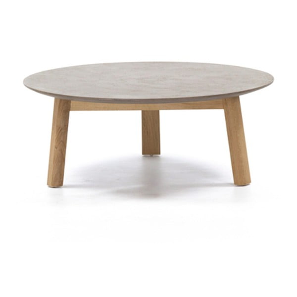 Sivý konferenčný stolík z dubového dreva PLM Barcelona, ⌀ 90 cm