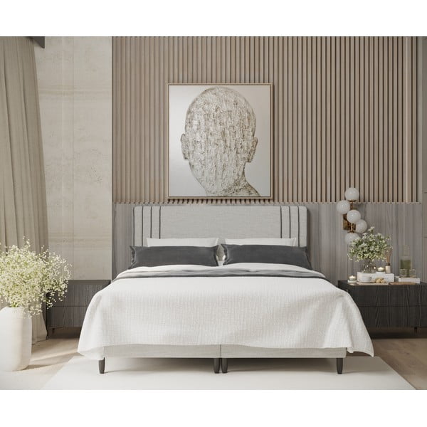 Svetlosivá čalúnená dvojlôžková posteľ s úložným priestorom 140x200 cm Musca – Maison de Rêve-image-3