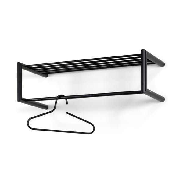 Čierny kovový nástenný vešiak s poličkou 80 cm Smooth – Spinder Design-image-2
