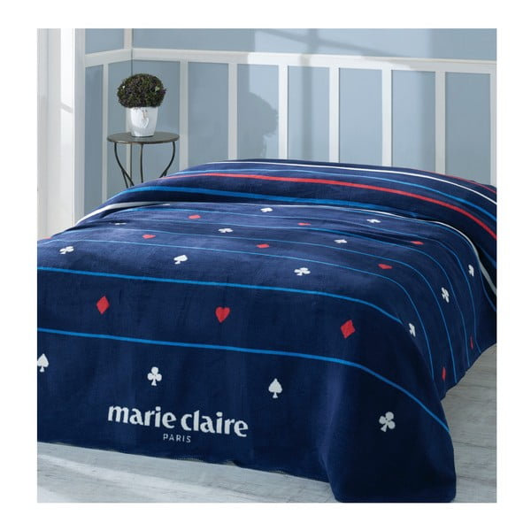 Tmavomodrá deka z edície Marie Claire Carte, 200 × 220 cm