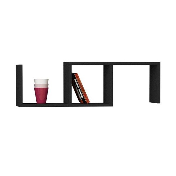Čierna nástenná polica Dibi, šírka 91,5 cm